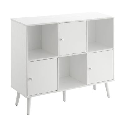 Convenience Concepts Xtra Storage Cube Organizer Sideboard Console Table with Shelves and Magnetic-Close Cabinets - for Living Room, Office, Closet, Kitchen, 35.25" (L) x 11.5" (W) x 29.75" (H), White