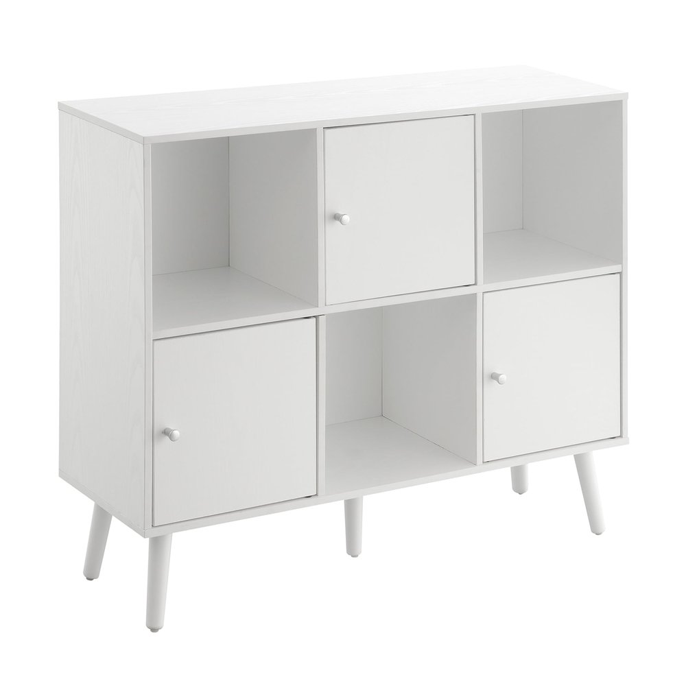 Convenience Concepts Xtra Storage Cube Organizer Sideboard Console Table with Shelves and Magnetic-Close Cabinets - for Living Room, Office, Closet, Kitchen, 35.25" (L) x 11.5" (W) x 29.75" (H), White
