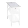 Convenience Concepts American Heritage Chairside End Table with Drawer 23.5" - Classic Living Room Table with Storage Shelf, Bedroom Nightstand, White Faux Marble/White view 1