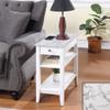 Convenience Concepts American Heritage Chairside End Table with Drawer 23.5" - Classic Living Room Table with Storage Shelf, Bedroom Nightstand, White Faux Marble/White view 2