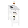 Convenience Concepts American Heritage Chairside End Table with Drawer 23.5" - Classic Living Room Table with Storage Shelf, Bedroom Nightstand, White Faux Marble/White view 4