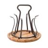 LIU- Cups Drying Holder with Round Wood Tray,Black Metal Mug Drainer Stand, Drinking Glass and Sports Bottle Organizer, for Kitchen view 1
