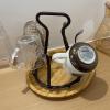LIU- Cups Drying Holder with Round Wood Tray,Black Metal Mug Drainer Stand, Drinking Glass and Sports Bottle Organizer, for Kitchen view 4