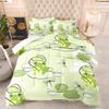 Albideyaa Lovely Cartoon Little Green Frog Pattern Comforter Set for Bedroom Home Decor Full Size Girls Boys Bedding Duvet Set Soft Microfiber Kids Adult White Quilt Set with 2Pillowcase view 4