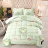 Albideyaa Gorgeous Green Frog Wear Gold Gittle Crown Pattern Girly Comforter Set Twin Size Pink Heart Wave Point Print Bedding Duvet Set Girls Women Quilt Set with 1Pillowcase view 3