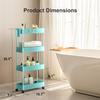 Pipishell Slim Storage Cart with Wheels, 4 Tier Bathroom Storage Organizer Rolling Utility Cart for Bathroom Kitchen Laundry Room Office Narrow Place (Turquoise) view 2