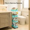 Pipishell Slim Storage Cart with Wheels, 4 Tier Bathroom Storage Organizer Rolling Utility Cart for Bathroom Kitchen Laundry Room Office Narrow Place (Turquoise) view 3