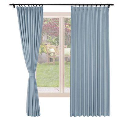 Frelement Linen Curtains Light Blocking Window Curtains Pinch Pleat Curtains for Traverse Rod and Track Noise Reduction Curtains, 52" W x 96" L, 2 Panels, Cloisoone