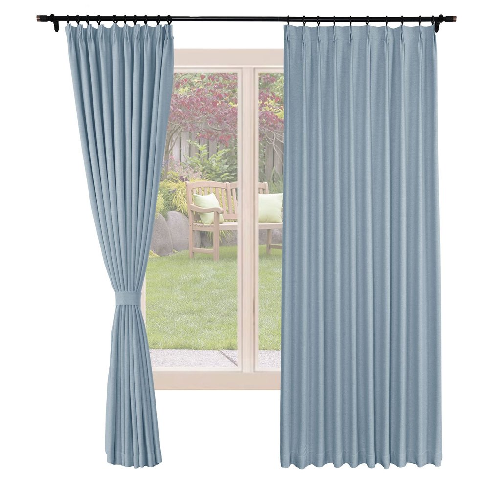 Frelement Linen Curtains Light Blocking Window Curtains Pinch Pleat Curtains for Traverse Rod and Track Noise Reduction Curtains, 52" W x 96" L, 2 Panels, Cloisoone