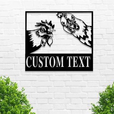 Custom Chicken Metal Sign Personalized Farm Name Coop Wall Art for Barn or Fence Rustic Hen House Decor Durable Metal Plaque for Backyard Chicken Owners and Farmers Gifts 01