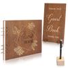 Creawoo Wooden Wedding Guest Book Reception Sign in Guestbook with Table Sign, Pen & Holder, Hardcover Memory Registry Photo Album with 90 White Pages for Wedding, Baby Shower, Birthday-11 x 8.5" view 1