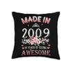 14 Year Old Vintage Made In 2009 14th Flowers Birthday Gifts Throw Pillow view 1