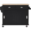 AMNOOL Kitchen cart for Living Room use with rubberwood Drop Leaf countertop, Hidden Sliding barn Door with Height Adjustment, 4-Wheel Kitchen Island with stBlack view 1
