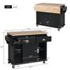 AMNOOL Kitchen cart for Living Room use with rubberwood Drop Leaf countertop, Hidden Sliding barn Door with Height Adjustment, 4-Wheel Kitchen Island with stBlack view 3