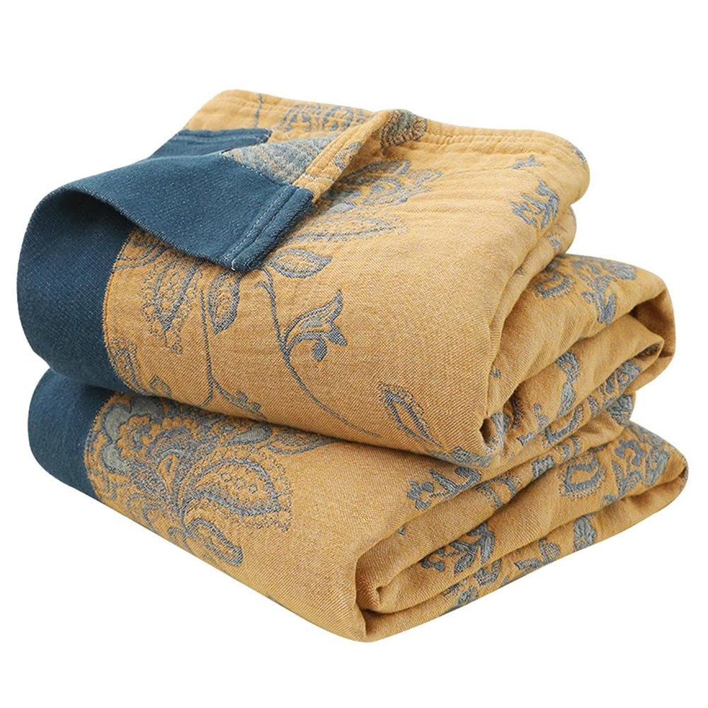 Boho Throw Blanket 100% Cotton Blankets, Super Soft Cozy Warm Blanket, Cotton Quilted Blankets, Versatile KnitWoven Blanket for Couch Sofa Bed Home Decor and Living Room, 78''Wx 90''L