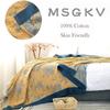 Boho Throw Blanket 100% Cotton Blankets, Super Soft Cozy Warm Blanket, Cotton Quilted Blankets, Versatile KnitWoven Blanket for Couch Sofa Bed Home Decor and Living Room, 78''Wx 90''L view 3