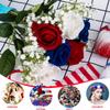 28 Pcs Red White and Blue Flowers, Patriotic Memorial Bouquet Atificial Flowers, Thank You Veterans Roses with American Flags, Artificial Full Blooming Flower for Memorial Day, Red/Blue/White view 4