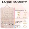 BAGSMART Hanging Jewelry Organizer Storage Roll with Hanger Metal Hooks Double-Sided Jewelry Holder for Earrings, Necklaces, Rings on Closet, Wall, Door, 1 piece, Extra Large, Pink view 3
