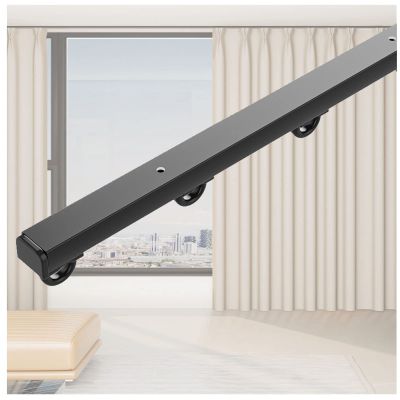 NOIRDA Ultra-Thin Curtain Track, Ceiling Mount Curtain Rods Set for Privacy, Room Divider, RV Curtain, Bedroom, Closet, Shower, with Accessories(Color:Black,Size:5m/16.4ft)