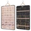 BAGSMART Hanging Jewelry Organizer Storage Roll with Hanger Metal Hooks Double-Sided Jewelry Holder for Earrings, Necklaces, Rings on Closet, Wall, Door, 1 piece, Extra Large, Black view 1
