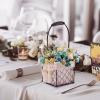 belupai 3PCS Metal Wedding Flower Girl Basket with Handle and Decorative Fabric Lining, Rustic Iron Flower Basket Storage Baskets for Wedding Halloween Party Home Decoration view 2