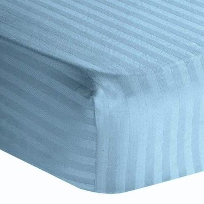 3 Piece Hospital Bed Sheet Set, Soft 100% Egyptian Cotton 400 Thread-Count, Fitted Sets Comfy, with Elastic All Around, for Home Care/Patients/Adjustable Beds (Light Blue Stripe, Twin 39" x 75"x 10")