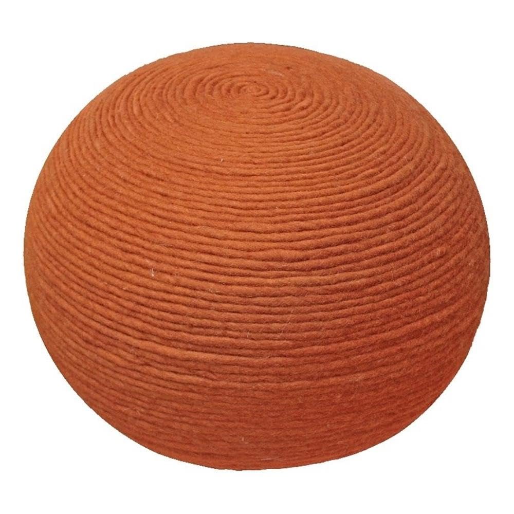 Moti Ellie Wool Pouf 20" x 20" x 14" - Orange