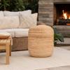 Benjara 18 Inch Round Accent Pouf, Soft Braided Jute Design, Natural Cream Orange view 2
