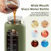 SIEROZUR 52oz Glass Water Bottle with 2-in-1 Straw Lid Large Half Gallon Water Bottle with Time Marker & Removable Silicone Sleeve,Wide Mouth BPA-Free Borosilicate Bottle for Gym, Workout & Daily Use view 3