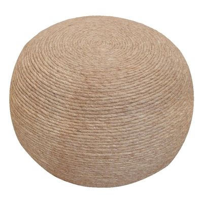 Moti Ellie Wool Pouf 20" x 20" x 14" - Beige