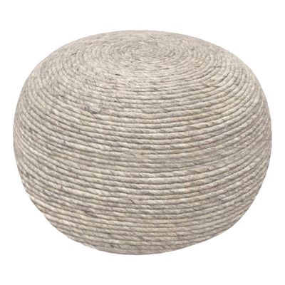 Moti Ellie Wool Pouf 20" x 20" x 14" - Silver