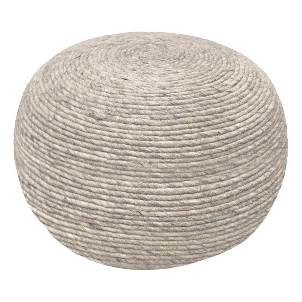 Moti Ellie Wool Pouf 20" x 20" x 14" - Silver
