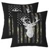 American Flag Cushion Covers 20x20 Set of 2, Deer Hunting Camo Throw Pillow Covers For Outdoors Car Chair, Military Camouflage Pillow Covers, Western Rustic Farmhouse Stars Stripes Cushion Cases view 1