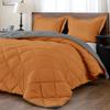 Bedding Castle 100% Egyptian Cotton 5 Piece Duvet Cover Set 600 Thread Count, Luxury and Lightweight Breathable Super Soft Comforter Set Burnt Orange/Gray Full view 1
