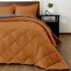 Bedding Castle 100% Egyptian Cotton 5 Piece Duvet Cover Set 600 Thread Count, Luxury and Lightweight Breathable Super Soft Comforter Set Burnt Orange/Gray Full view 2