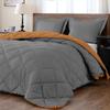 Bedding Castle 100% Egyptian Cotton 5 Piece Duvet Cover Set 600 Thread Count, Luxury and Lightweight Breathable Super Soft Comforter Set Burnt Orange/Gray Full view 3
