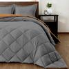 Bedding Castle 100% Egyptian Cotton 5 Piece Duvet Cover Set 600 Thread Count, Luxury and Lightweight Breathable Super Soft Comforter Set Burnt Orange/Gray Full view 4