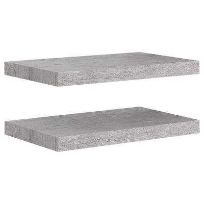 2pcs Floating Shelves Wall Mounted, Concrete Gray MDF Wall Shelves for Bedroom with Invisible Brackets, Gray Shelves for Wall Decor, Modern Wood Shelf for Bathroom, Living Room, 19.7"x9.1"x1.5"
