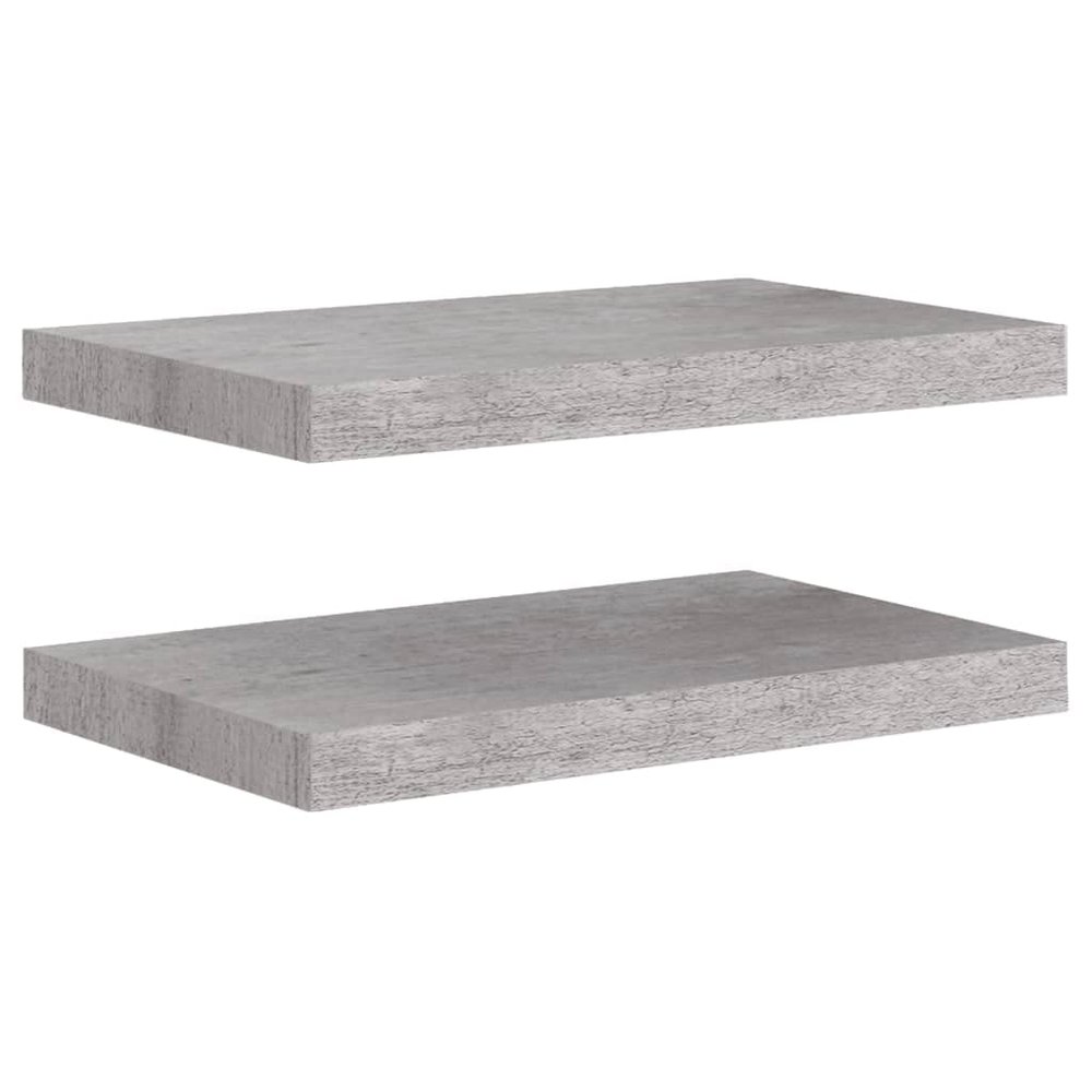2pcs Floating Shelves Wall Mounted, Concrete Gray MDF Wall Shelves for Bedroom with Invisible Brackets, Gray Shelves for Wall Decor, Modern Wood Shelf for Bathroom, Living Room, 19.7"x9.1"x1.5"