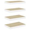 4pcs Floating Shelves Wall Mounted, Oak and White MDF Wall Shelves for Bedroom with Invisible Brackets, Folating Shelves for Wall Decor, Modern Wood Shelf for Bathroom, Living Room, 15.7"x9.1"x1.5" view 1