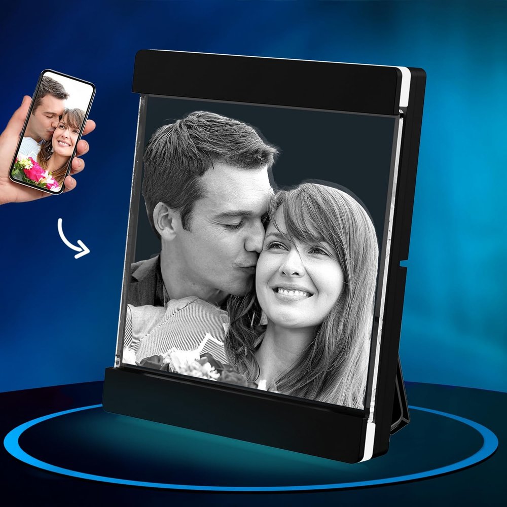 ArtPix 3D Crystal Photo Frame with LED Lights, Customized Day Gifts for Women, Men, Wife, Husband, Mom, Great Personalized Gifts With Your Own Photo, 2D Photo Crystal, Custom 2D Picture