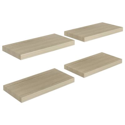 GOLINPEILO 4pcs Floating Shelves Wall Mounted, Oak MDF Wall Shelves for Bedroom with Invisible Brackets, Oak Shelves for Wall Decor, Modern Wood Shelf for Bathroom, Living Room, 19.7"x9.1"x1.5"