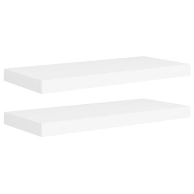 GOLINPEILO 2pcs Floating Shelves Wall Mounted, White MDF Wall Shelves for Bedroom with Invisible Brackets, White Shelves for Wall Decor, Modern Wood Shelf for Bathroom, Living Room, 23.6" x9.3 x1.5