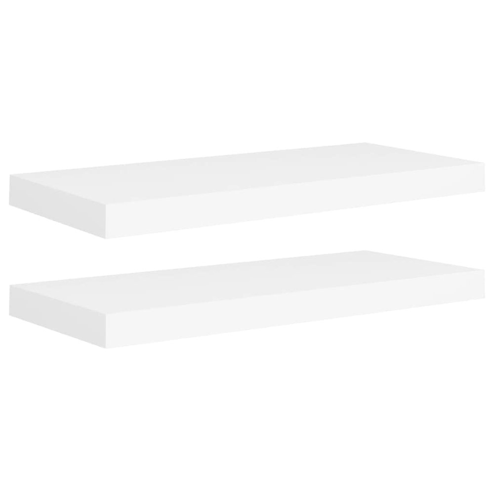 GOLINPEILO 2pcs Floating Shelves Wall Mounted, White MDF Wall Shelves for Bedroom with Invisible Brackets, White Shelves for Wall Decor, Modern Wood Shelf for Bathroom, Living Room, 23.6" x9.3 x1.5