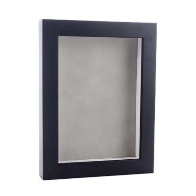 11x14 Shadow Box Frame Black Wood | with a 3/4" Usable Display Depth | Includes a Light Grey Real Suede Texture Acid-Free Backing Board, UV Resistant Acrylic, and Hanging Hardware