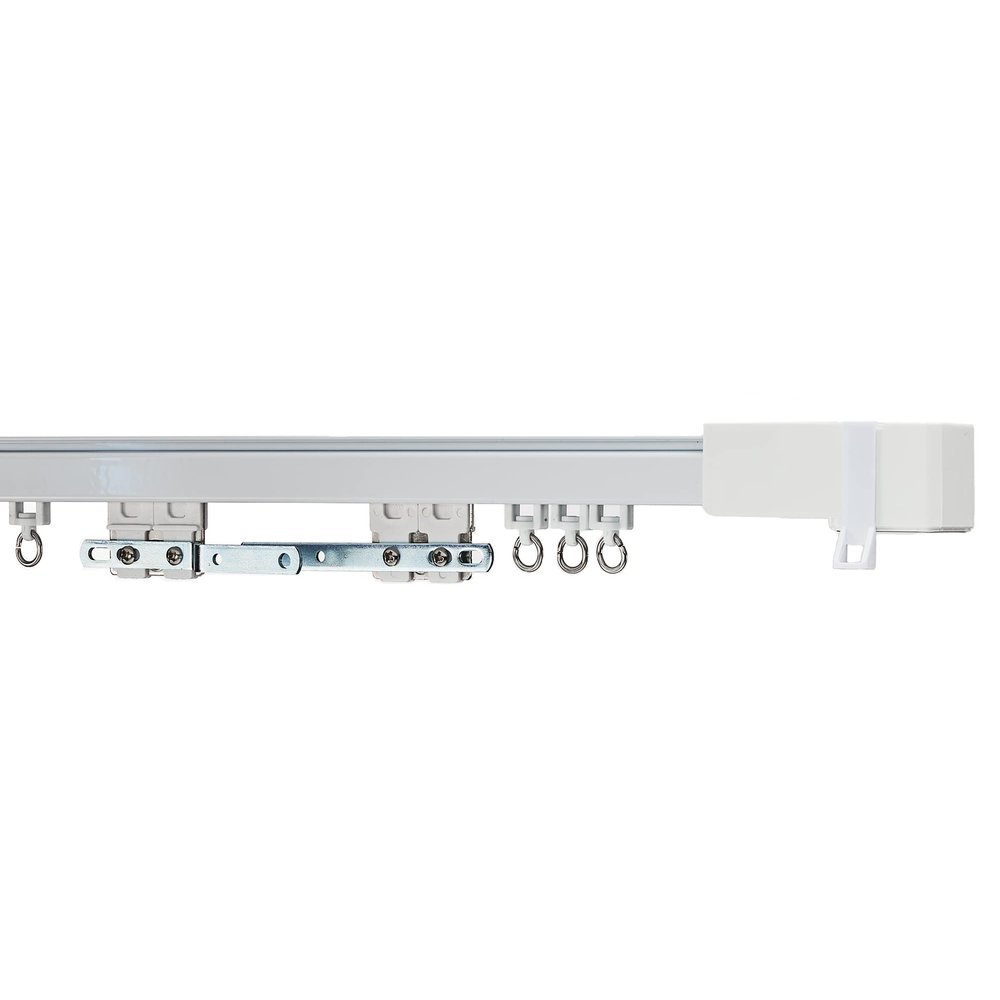 Infinette Motorized Center-Open Curtain Rod in White with Plug-in Motor and Remote, 60 Inches