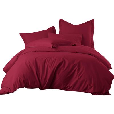 800 Thread Count 3pcs Cotton Oversized King Size Duvet Cover All Season Burgundy Comforter Cover Oversized King (116'' x 98'')