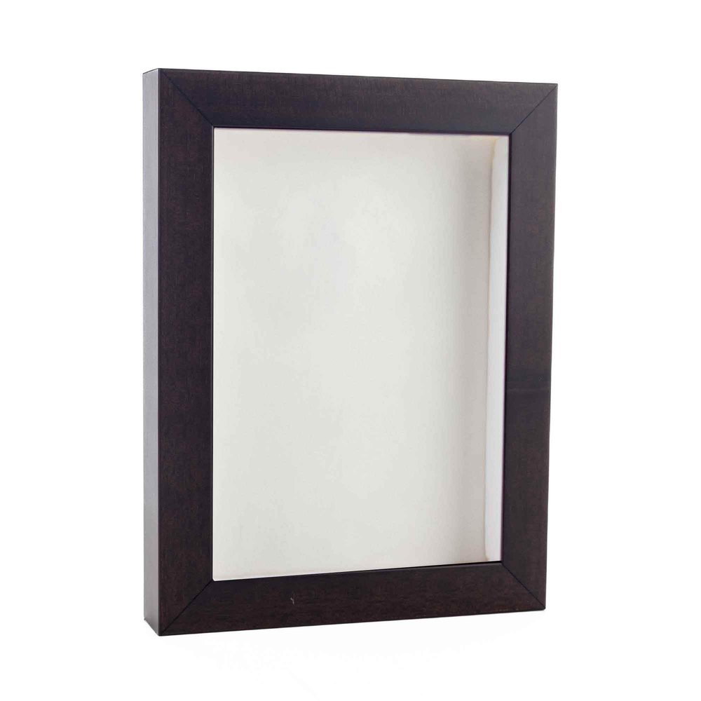 11x14 Shadow Box Frame Brown Walnut Wood | with a 3/4" Usable Display Depth | Includes a White Real Suede Texture Acid-Free Backing Board, UV Resistant Acrylic, and Hanging Hardware