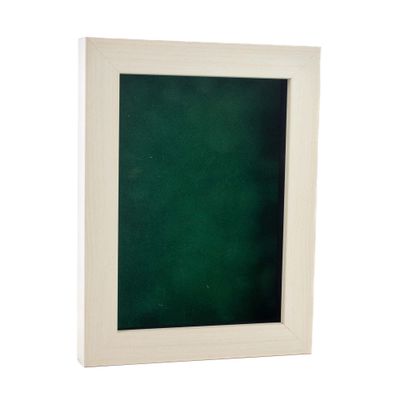 11x14 Shadow Box Frame White Washed Wood | with a 3/4" Usable Display Depth | Includes a Forest Green Real Suede Texture Acid-Free Backing Board, UV Resistant Acrylic, and Hanging Hardware
