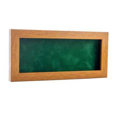 10x20 Shadow Box Frame Light Brown Wood | with a 3/4" Usable Display Depth | Includes a Forest Green Real Suede Texture Acid-Free Backing Board, UV Resistant Acrylic, and Hanging Hardware